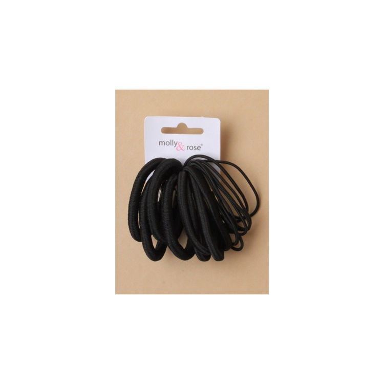 Picture of SET OF 16 BLACK MIXED SNAG FREE ENDLESS HAIR ELASTIC